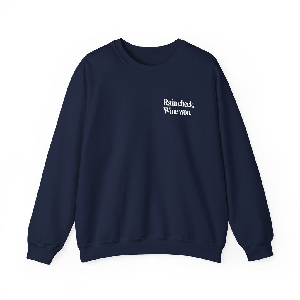 Rain Check. Wine Won - Cozy Unisex Heavy Blend™ Crewneck Sweatshirt